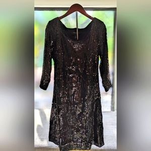 White House Black Market Black Sequin Dress New Size Medium